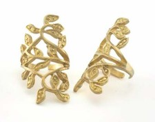Leaf - Leaves Adjustable Ring Raw brass 18mm 8US inner size - Adjustable  4316