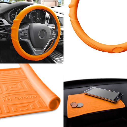 FH Group Silicone Steering Wheel Cover Grip Design Fits 14.5"-15.5" w/ Dash Mat - Bild 1 von 5