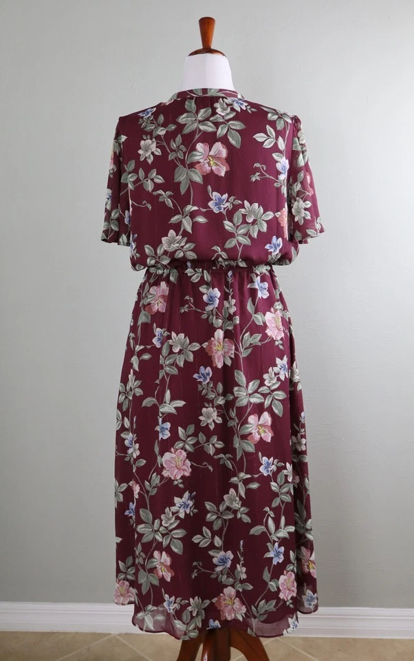 TOMMY BAHAMA $158 Floral Embellished Lined Metallic Midi Dress Size Large - Image 4 of 4