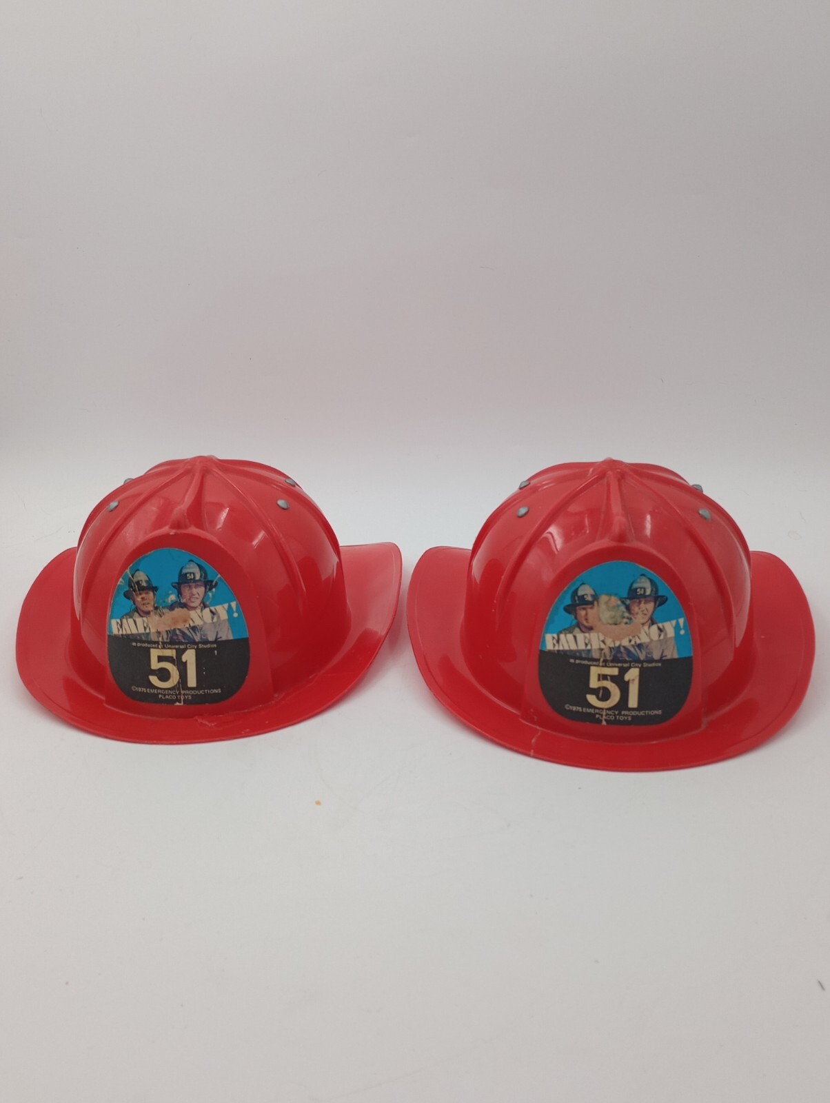 2 Vintage EMERGENCY 51 TOY FIREFIGHTER HELMETS HAT 1975 PLACO TOYS 70s TV SHOW eBay