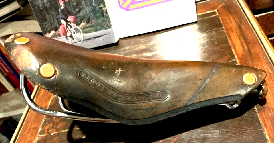 复古 1967 年布鲁克斯专业皮革马鞍适用于 Campagnolo Raleigh 棕色 — 第 3/4 张图片