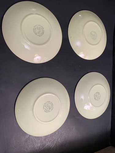 Vernon Kilns Raffia 4 Cups & Saucers Celadon Green Mid Century Modern California - Picture 7 of 12