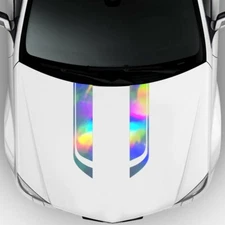 Stickers Laser Reflective Stripes Vinyl Decals Decor For Car Hood Side Body 2pcs