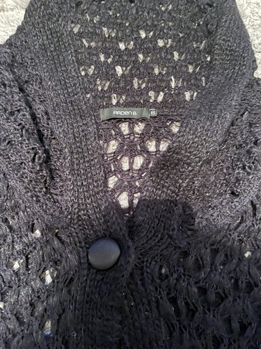 Arden B Womens Black Crochet Long Sleeve Cardigan/ Jacket/ Blazer Size XS - Picture 5 of 6