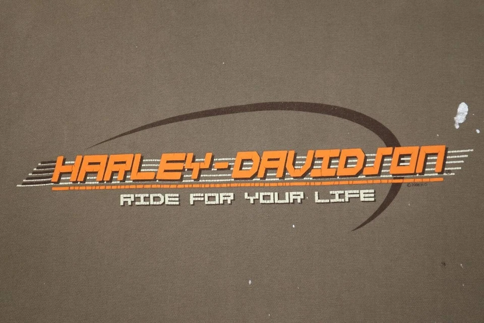 Vintage Y2K Harley Davidson Ride for your Life Hoodie Size Brown Khaki 2XL - Image 4 of 4