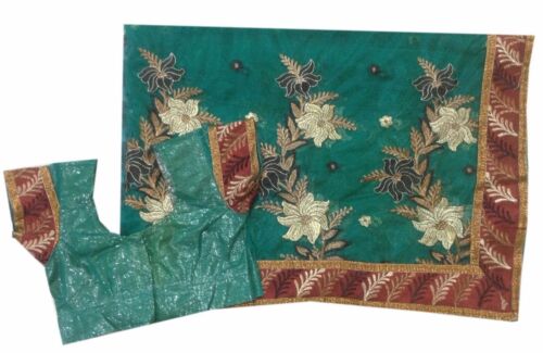 Om Vintage Indian  Art Silk,Net Hand Beaded Green Saree,Blouse Bust 32&#034; ZA12000