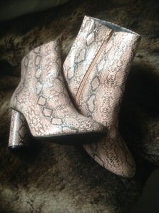 pink snakeskin ankle boots