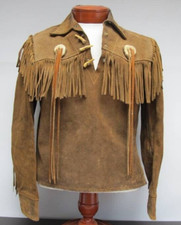 1960's Schott Bros. Rancher Leather Brown Suede Antler Fringe Side Zip Sz40