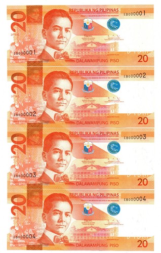 2019G Philippines NGC 20 Piso/Pesos P206 Sequencial Serial #EB000001-10 UNC - Picture 2 of 4
