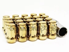 Z RACING GOLD SPLINE STEEL LUG NUTS 35MM 12X1.5MM 20 PCS KEY TUNER CLOSE ENDED