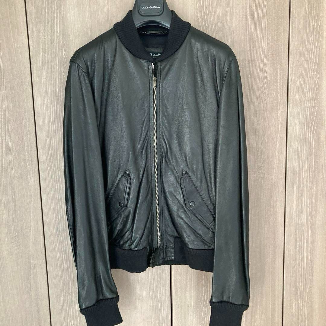 DOLCE & GABBANA Jacket Women's Size 46 Leather Black LS-G9Q19L/FULUR-1