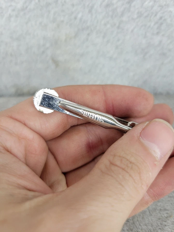 De Colección Swank Tono Plata Malla Clip Barra Azul Cabujón Centro Retro Joyería para Hombres Foto 4 de 4