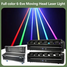 2Pcs 6 Eyes RGB Laser Moving Head Light DMX512 DJ Party Disco Strobe Light Case