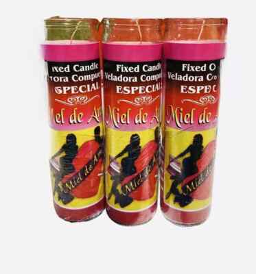 Set 3x Veladora Conjurada MIEL DE AMOR - HONEY OF LOVE Fixed Candle