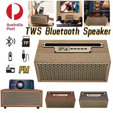 Bluetooth Speaker Wireless Portable Stereo Bass Vintage AUX TF FM Radio USB AU