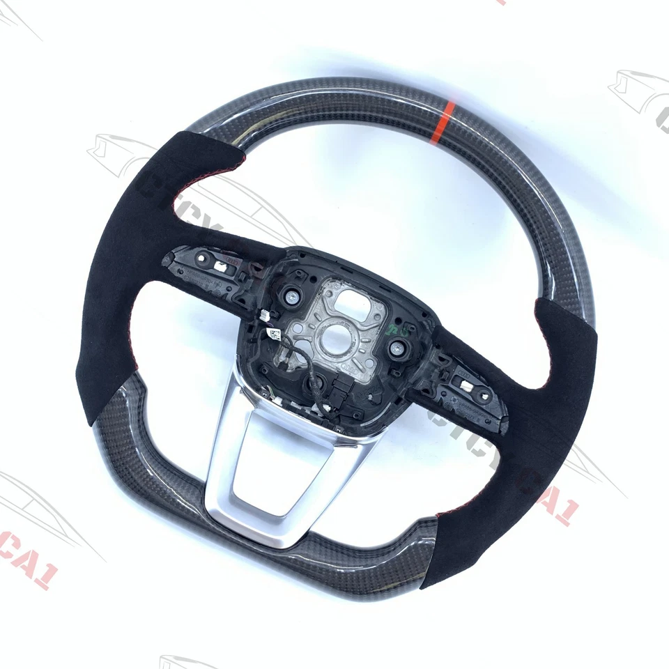 Volante de fibra de carbono personalizado para Audi 19-21 RS3 5 6 8 A3 4 5 7 SQ5 S6 S7 Foto 3 de 4