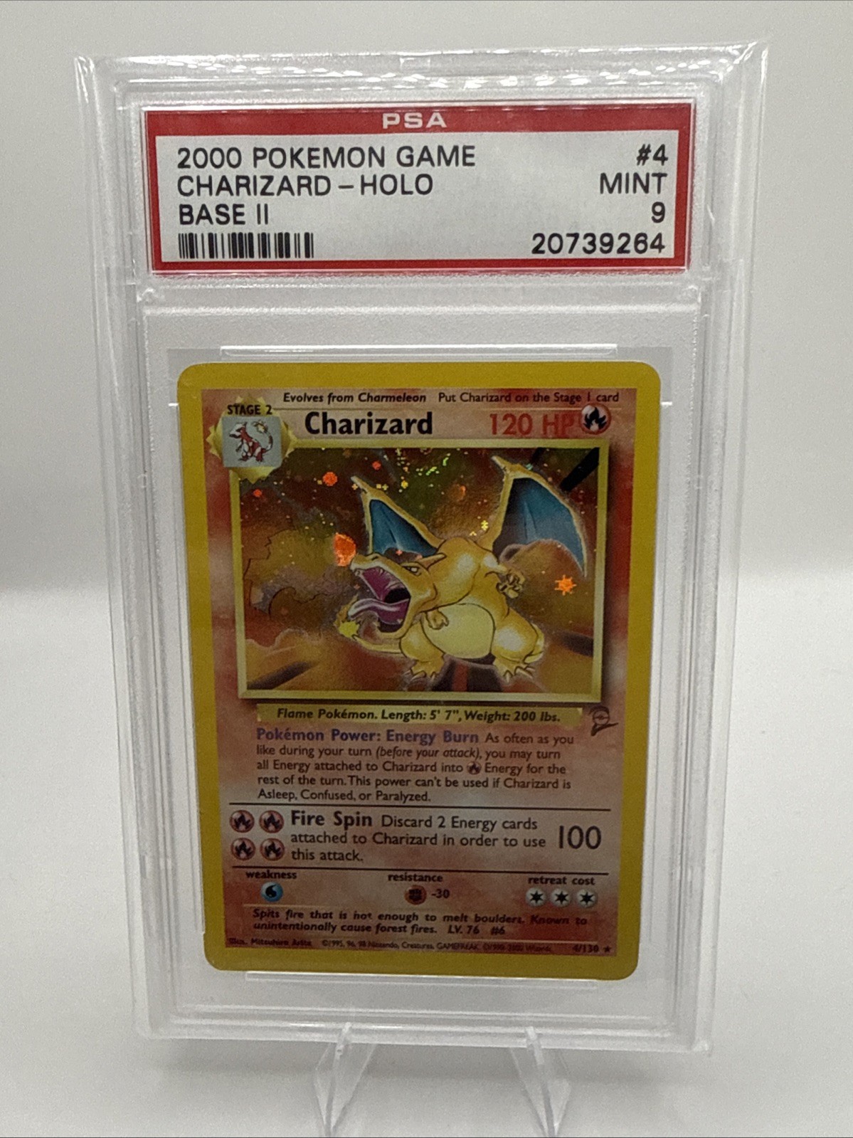 PSA 9 Charizard Holo Rare #4/130 Base Set 2 2000 English Pokemon TCG