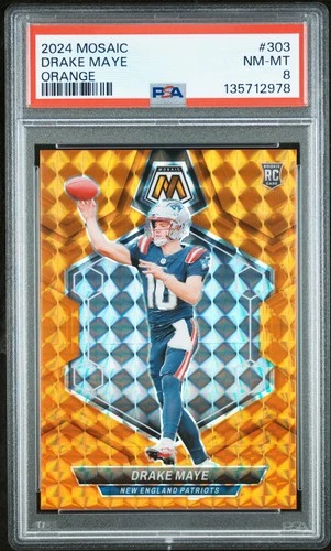 2024 PANINI MOSAIC ORANGE #303 DRAKE MAYE ROOKIE RC 165/199 PSA 8