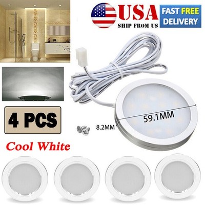 4pc Under Cabinet LED Puck Light For Kitchen Cabinet Display Lighting Cool White