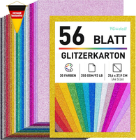 Vgoodall Glitzerpapier Zum Basteln, 20 Blatt A4 10 Farben 250G/M² Glitzer