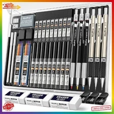 35PCS Art Mechanical Pencils Set, 3 PCS Metal Drafting Pencil 0.5 mm & 0.7 mm &