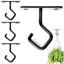  Ceiling Hooks for Hanging Plants: Iron Plant Hanger for Wall Mount - 4 