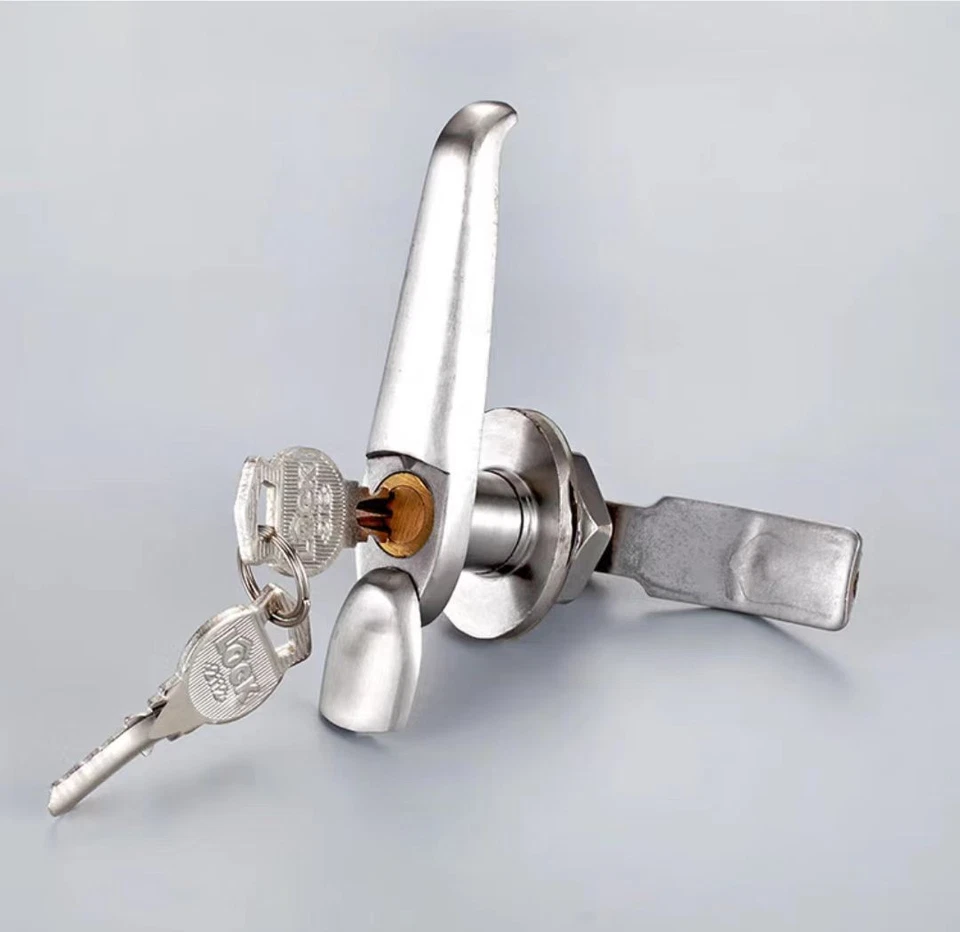 Cerradura de seguridad metálica empotrada con mango giratorio con 2 llaves núcleo de cobre no está abierto - Imagen 2 de 4