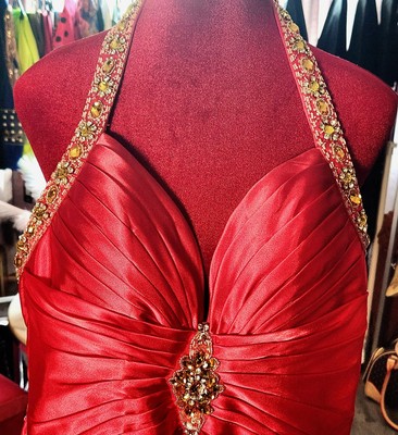 slim fit dress slacks Asymmetrical Cherry Red Spaghetti Straps Pleats Formal Dresses