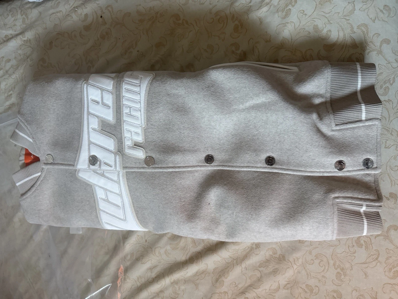 Reiss McLaren x Reiss Men’s Wool Bomber Varsity Jacket Beige Button Size M image 7