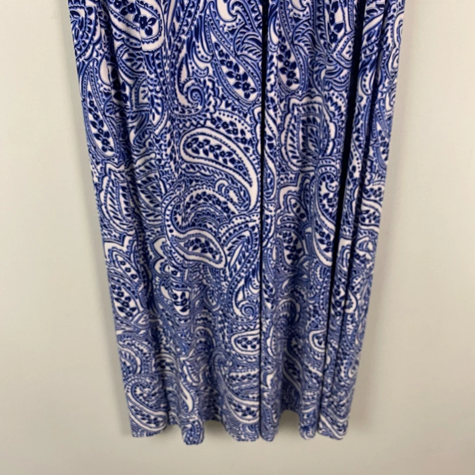 Tommy Hilfiger Blue Paisley Sleeveless Midi Dress Size 16 Sleeveless Twist Front - Image 3 of 4
