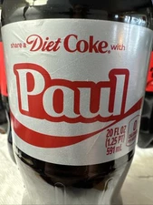 Share a Coke with   Paul    2025 Personalized Gift Coca Cola Bottle 20oz  Diet