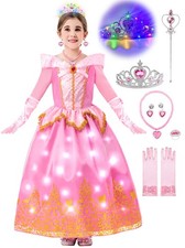 Light Up Princess Dresses for Girls, Princess Dress Up Costume with 6-Pack