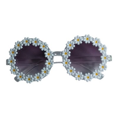 Floral Round Oversized Sunglasses Clear Plastic Frame Purple  display picture 1
