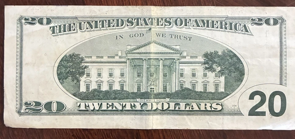 Error Miscut Misaligned Misprint US $20 Twenty Dollar Bill Banknote 1996 - Image 2 of 4