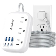 Versatile 10ft USB-C & USB Power Strip - 3 Outlets with 980J Surge Protection