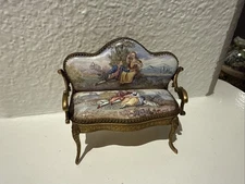 Antique Viennese Austrian Porcelain Enamel Bronze miniature Settee Choice