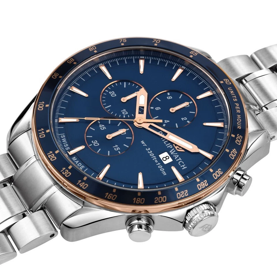 Philip Watch – Orologio Uomo Blu Cronografo Acciaio (R8273995006) - Immagine 2 di 4