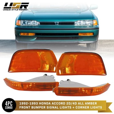 4PCS COMBO DEPO JDM Amber Corner + Bumper Signal Lights For 92-93