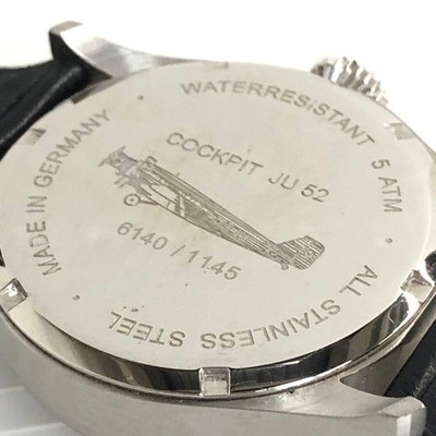Junkers Cockpit JU52 6140 Quartz Watch Black Dial Date Military