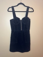 Alice + Olivia Women’s Black Corduroy Keely Zip Mini Dress Size 2