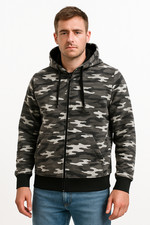 camo Mens Full Zip Up Camouflage Jungle Hoodies Jackets Hooded Sweatshirt Hoody