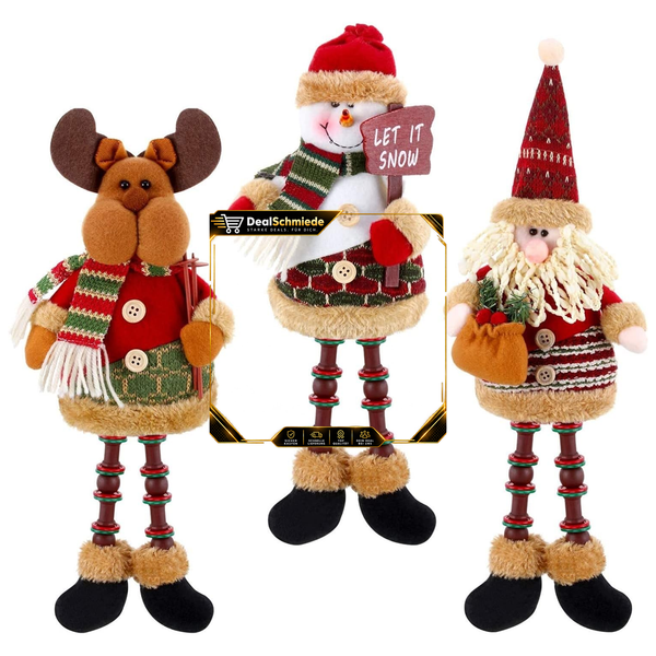 Weihnachtsdeko Figuren PlüSch Weihnachtsmann Schneemann Rentier 3 StüCk Deko-image