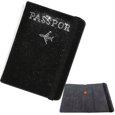 KUPAO Crystal Diamond Ladies Key Purse Bag Passport Holder Cover black 