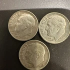 Three 1958D Roosevelt, Silver Dimes