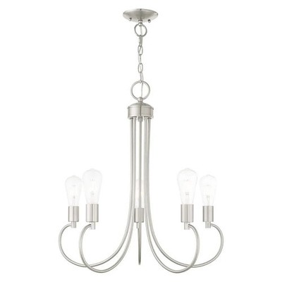 Livex Bari 5-Light Chandelier Brushed Nickel Modern Traditional Ceiling Light