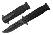 Spring Assist Folding Knife | 3.75" Black Blade Rubber Handle EDC Tactical