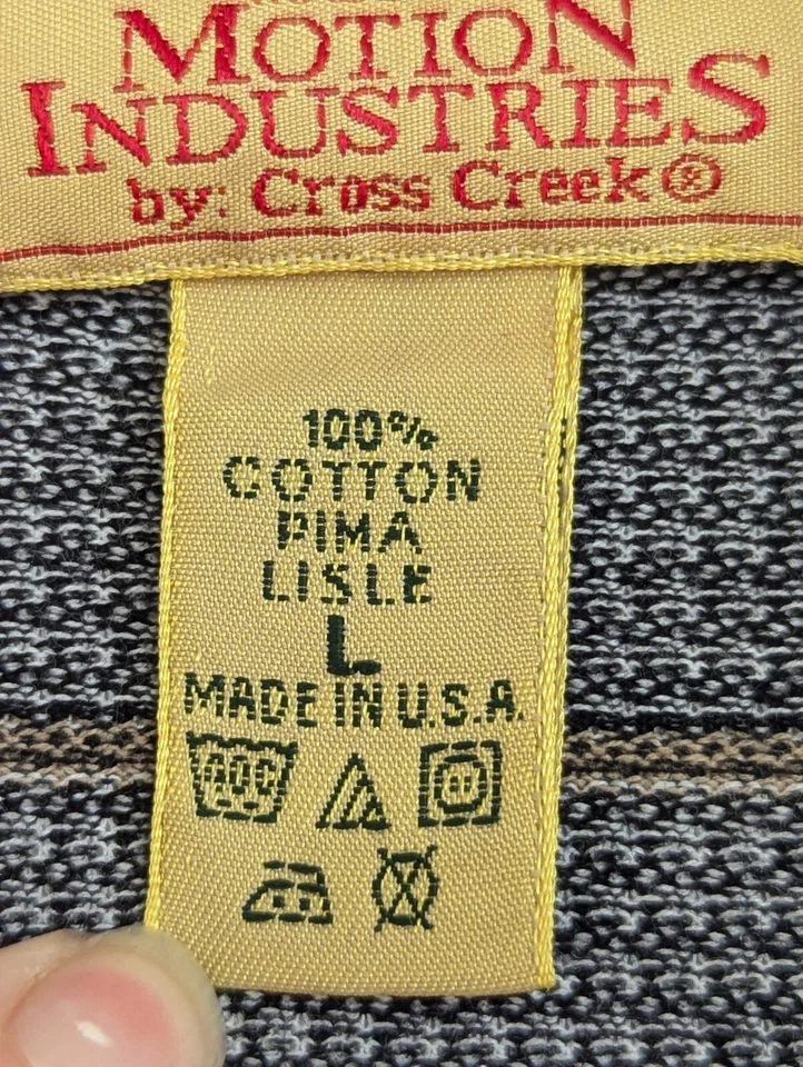 Polo De Colección Cross Creek Motion Industries Para Hombre Grande Hecho en EE. UU. 90 Pata de Gallo Pima Foto 3 de 4