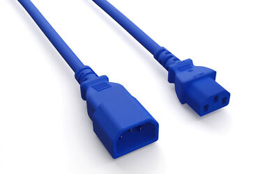 RiteAV Heavy-Duty Power Cord, C13/C14, 14AWG,  SJT, 15A, 250V, Blue, 4FT