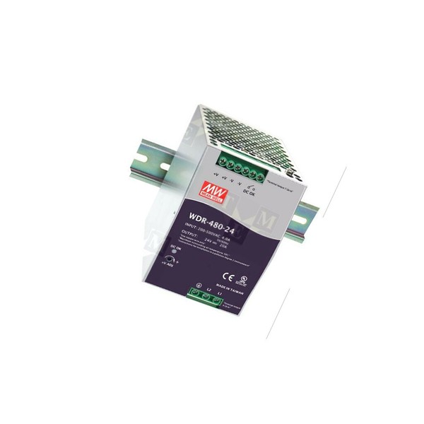 WDR-480-24 Netzteil: Impuls 480W 24VDC 24-28VDC 20A 180-550VAC 1,7Kg Mean Well-image