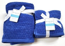 TRULY LOU ROYAL BLUE QUICK DRY COTTON ANTIMICROBIAL 2 HAND,4 WASHCLOTH TOWEL